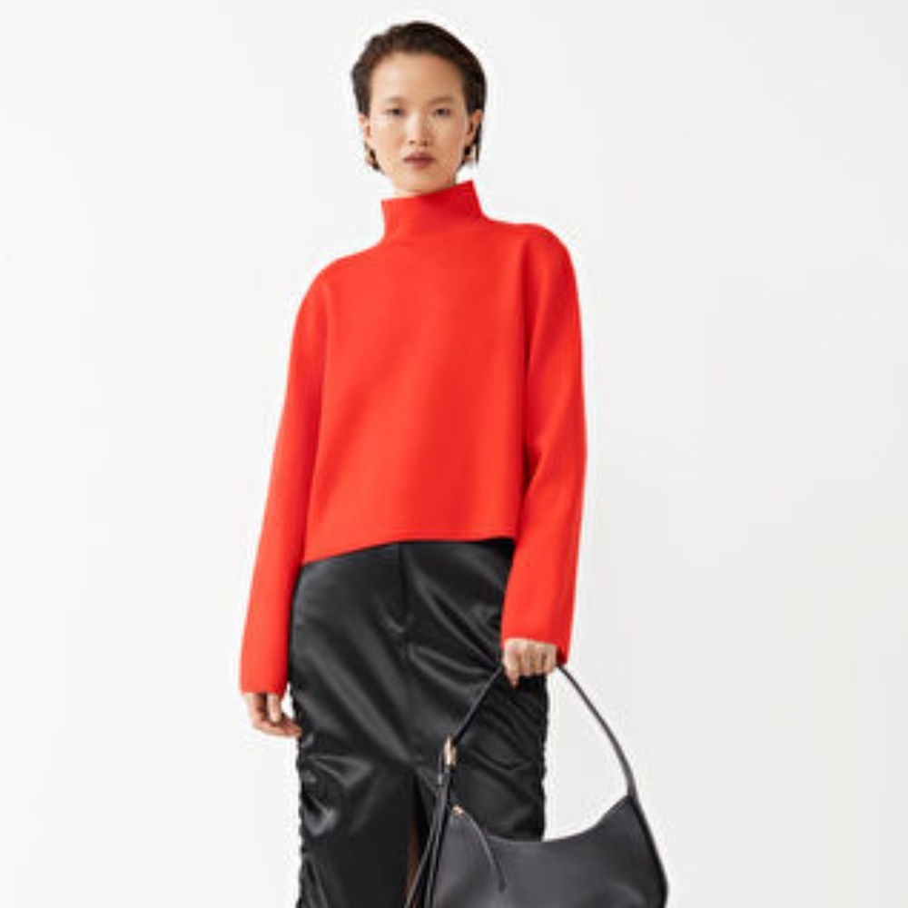 & Other Stories Boxy Turtleneck Knit Sweater Red